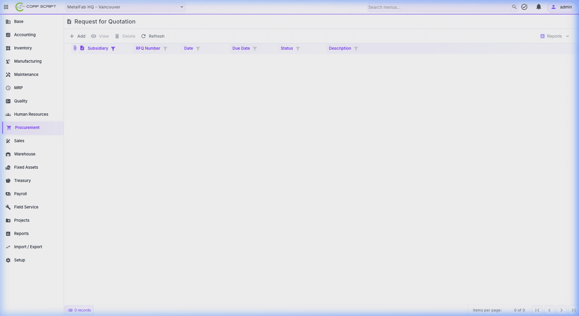 Procurement — Purchase Orders
